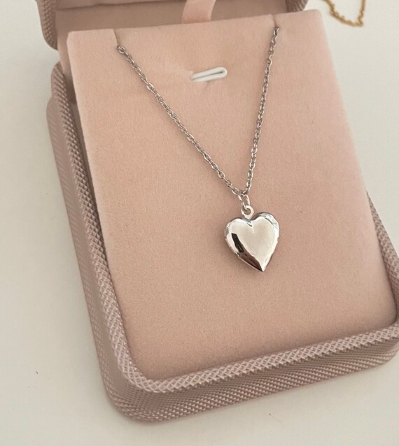 Heart locket on sale necklace etsy