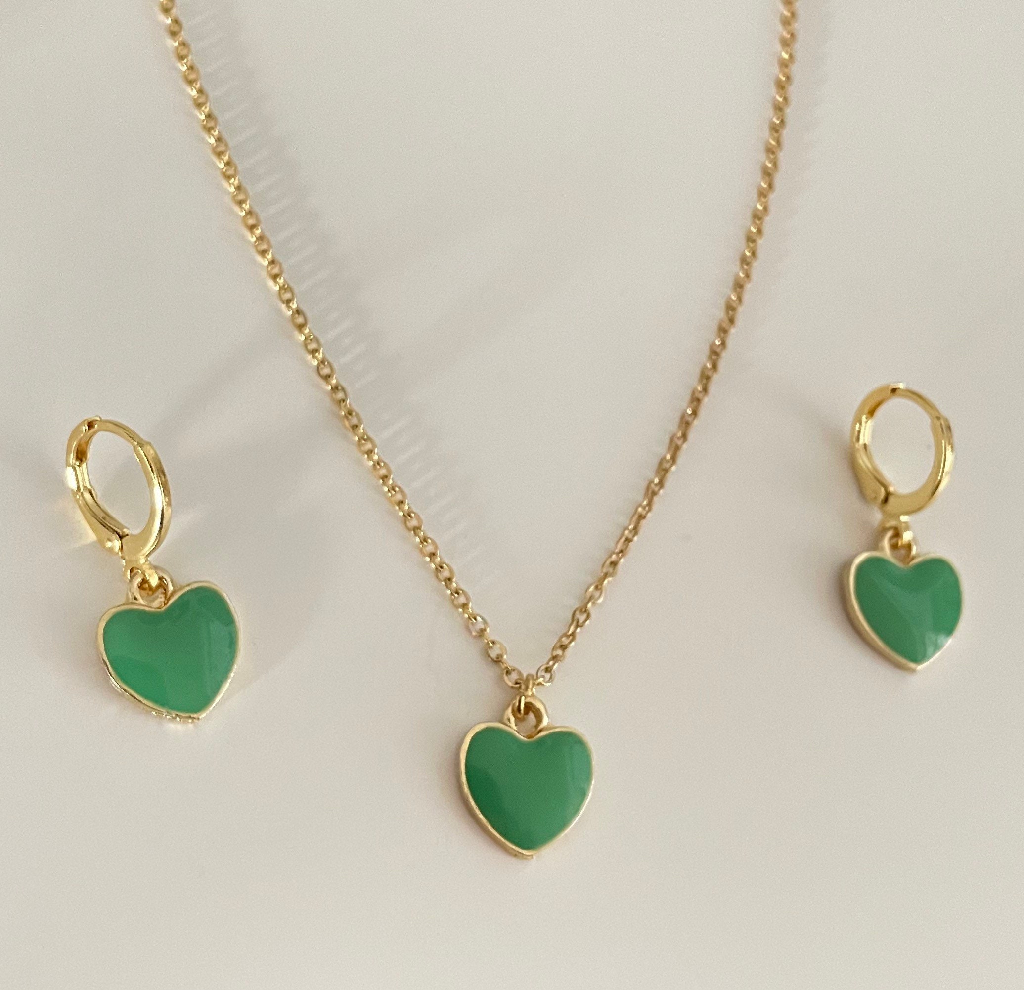 Sage green cheap heart necklace