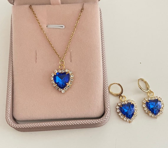 Blue love heart on sale necklace
