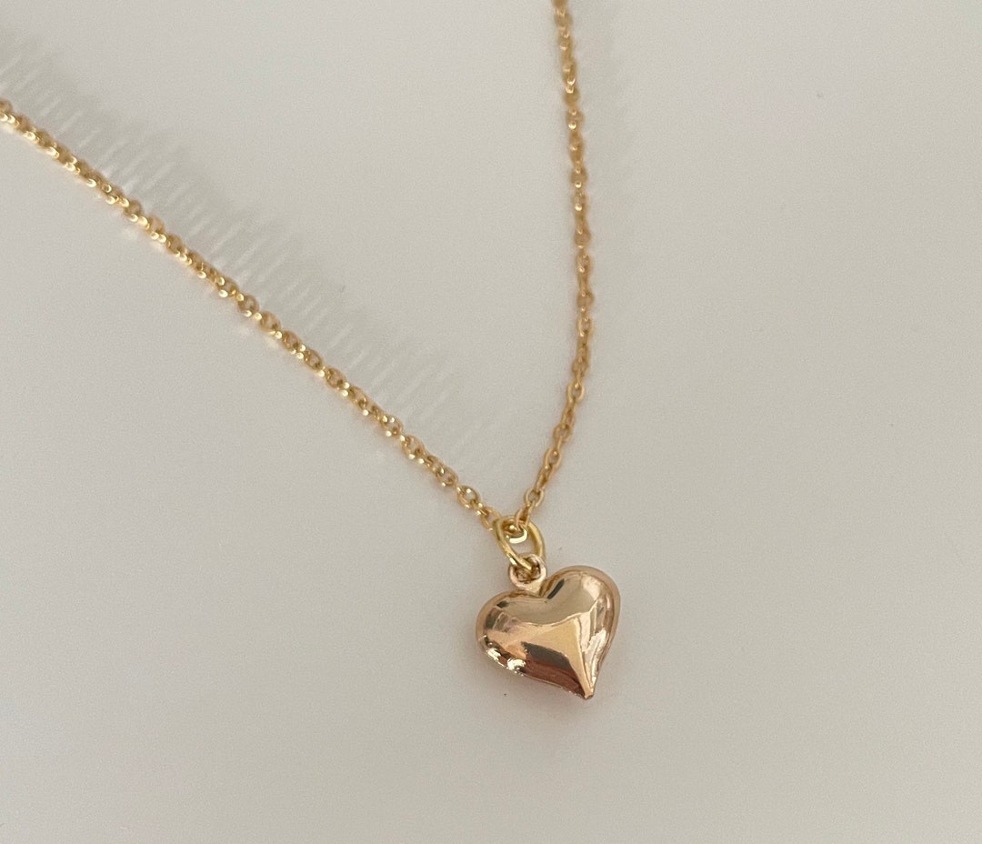 Gold Heart Necklace, Gold Love Heart Necklace, Stainless Steel Gold ...