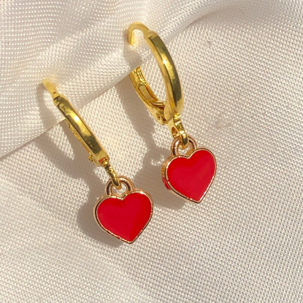 Red Love Heart Earrings Pink Love Heart Earrings Mini Heart - Etsy