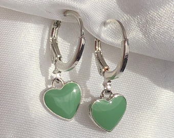 Green heart earrings clearance