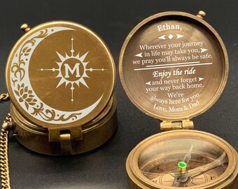 Engraved Anniversary Compass, Personalized Gift for Husband
