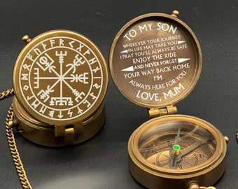 Personalized Engraved Compass, Viking Vegvisir Engraved Compass, Custom Working Compass Gift, Fathers Day Gift, Anniversary Gift