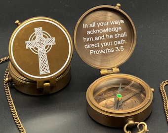 Personalized Engraved Compass, Baptism Gift, First Communion