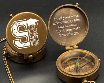 Engraved Compass with Case, Graduation Gift for Son/Grandson