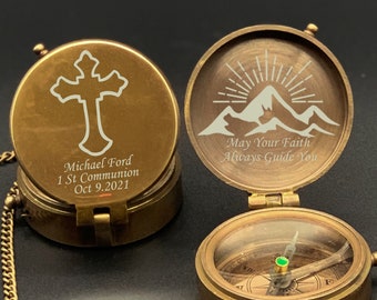 First Communion Gift Boy, Engraved Compass, Baptism Gift, Compass, Confirmation Gift, Personalized Compass, To My son Gift, To My Grandson