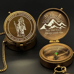 St. Christopher Gifts, Saint Christopher religious Compass, Catholic Gift, Baptisim Gift, Communion Gifts, Confirmation Gift, Religious Gift