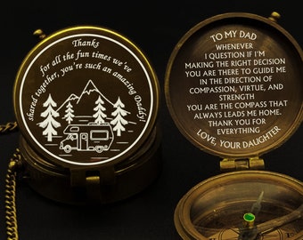 Engraved Compass Gift for Dad, Personalized Pocket Compass