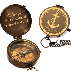 Custom Engraved Working Functional Compass, Personalized Compass, Father&#39;s Day Gift, Groomsmen Gift, Valentine&#39;s Day Gift, Anniversary Gift