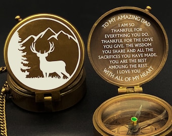 Engraved Pocket Compass, Personalized Gift, Antique Style Compass