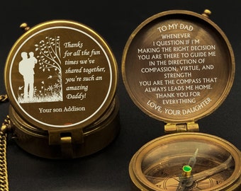 Engraved Brass Compass, Personalized Father's Day Gift