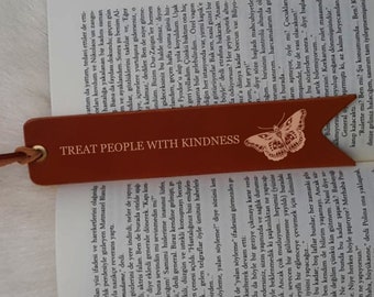 Handmade Full Grain Leather Bookmark, Engraved Valentine Gift