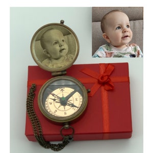 Engraved PHOTO Compass, Personalized Compass, Bride Gift, Groom Gift, wedding Photo Gift, Father&#39;s Day Gift,  Valentine&#39;s Day Gift