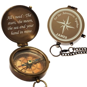 Personalized Compass, Engraved Compass, Working Compass, Gift for husband, Personalised Gift, first communion gift, Christmas Gift