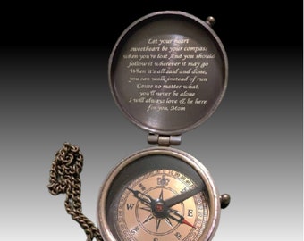 Engraved Compass, Personalized Compass, Custom Compass, Functional Working Compass, Anniversary Gift, Valentines Day Gift, Adventure Awaits