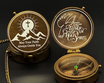 Personalized Metal Compass, Engraved First Communion Gift