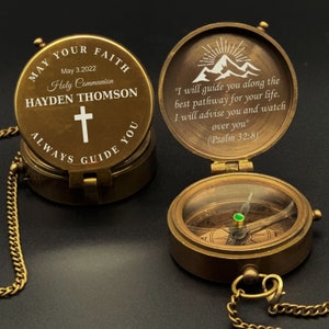 Holy Baptism Gift, Baptism Compass, Holy Communion Gifts, First Communion Gift, Confirmation Gift, Engraved Personalized Compass, Compass