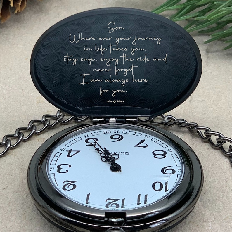 Custom Text Engraved Pocket Watch Wedding Gift Best Man Etsy