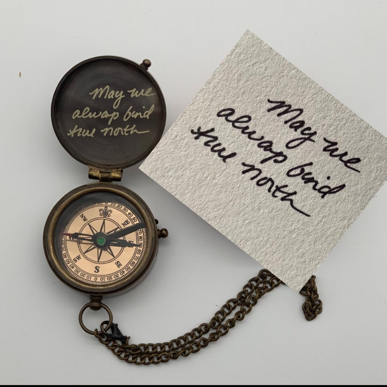 Handwritten Engraved Compass, Personalized Handwritten Compass ...