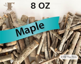 SCRAP Mini Wood Sticks 8 oz, Maple Branches, Small Sticks in Assorted Sizes, Rustic Craft Sticks, Twigs Bundle