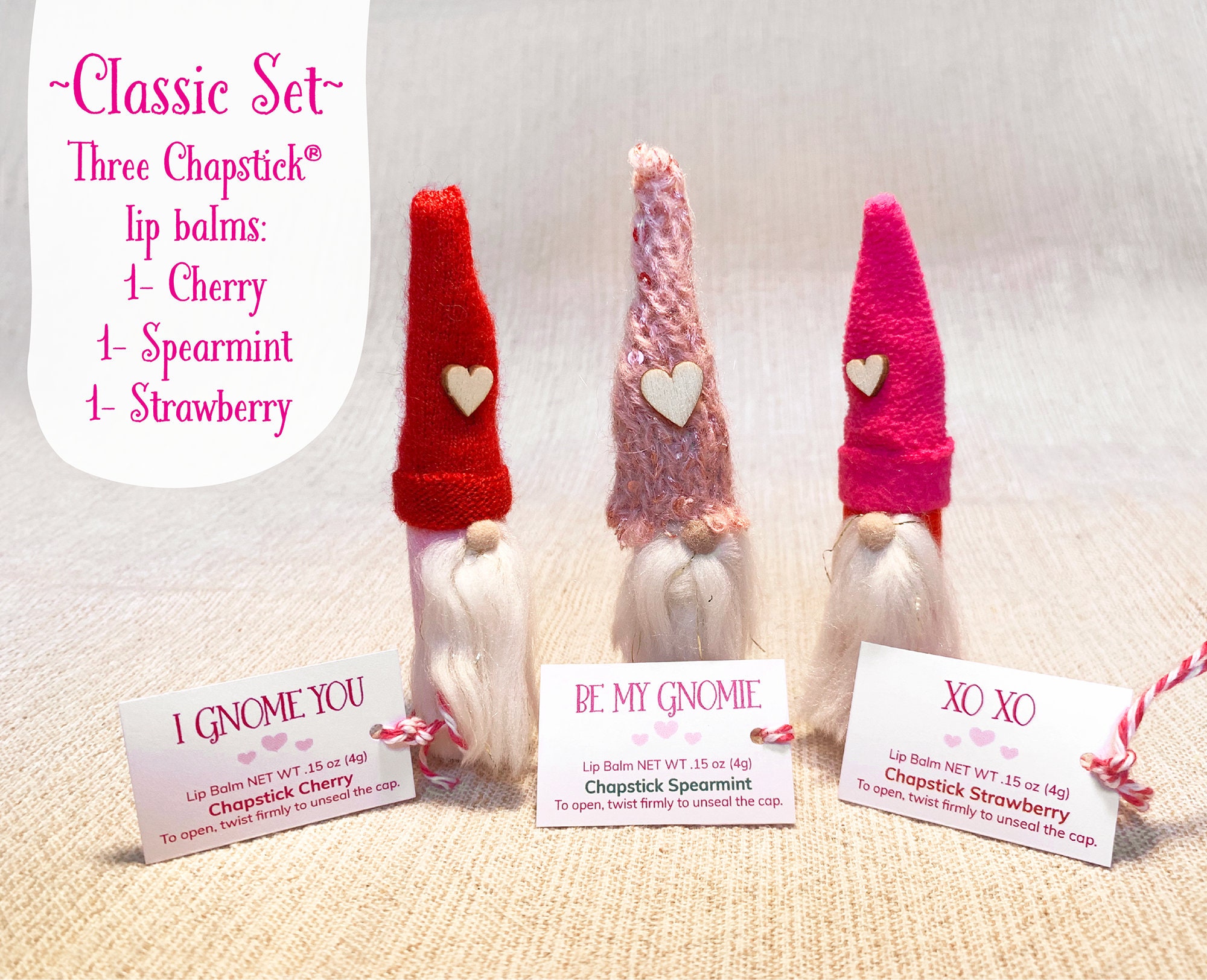 Valentine gnomes Valentines Day Gift Gnomes You’re the Balm Valentine gift Chapstick lip balm party favors Valentine Lip Balm Gnomes