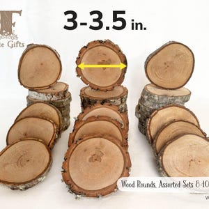 Wood Slices 3.5 in. Wide 8-10 ct, Rustic Wood Circles, Wood Disk, Natural Craft Supply, Wooden Circles
