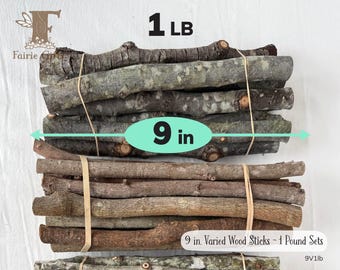 Wood Sticks 9 in One Pound, Wood Branches 1 lb, Assorted Wooden Sticks, Dried Sticks, Twig Bundle, Craft Branches, Rustic Wooden Supply