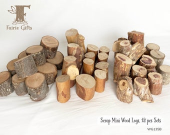 SCRAP Mini Wood Logs 12ct, Seconds Wood for Crafts, Tree Supply, Rustic Wood Stumps, Small Wood Trunks, Hardwood Logs, Cedar, Myrtle, Maple