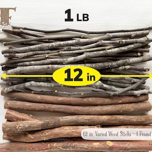 Wood Sticks 12 in One Pound, Wood Branches 1 lb, Assorted Wooden Sticks, Dried Sticks, Twig Bundle, Craft Branches, Natural Wooden Supply