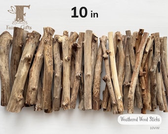 Weathered Wood Sticks 10 in., Driftwood Branches for Crafts, Natural Decayed Wood, Rustic Wooden Stick Bundles