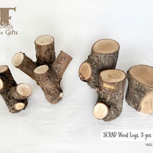 SCRAP Small Wood Logs 3ct, Seconds Wood for Crafts, Assorted Tree Branches, Rustic Wood Stumps, Small Wood trunks, Forked Logs