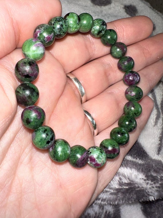 Ruby in zoisite beaded bracelet - Etsy 日本