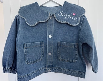 Personalised/Embroidered Denim Jacket/1st birthday gift idea/ Birthday/ Gift/ Summer/Holiday/ Embroidered Jean Jacket