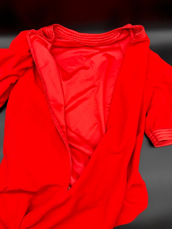 Vintage Robe Housecoat Duster Red Zipper Pockets … - image 3