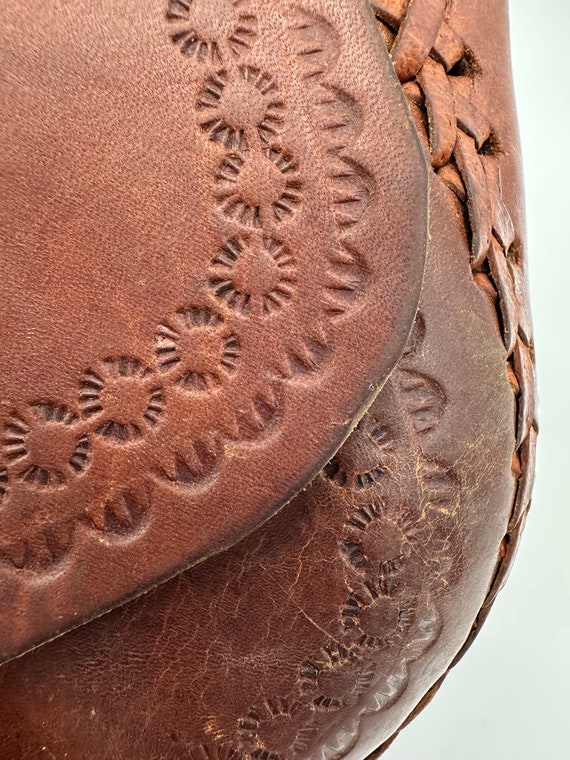 Vintage Leather Purse Hand Tooled Crossbody Handm… - image 7