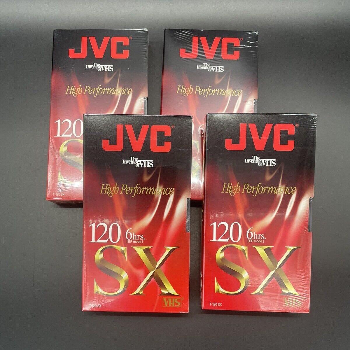 Blank VHS Video Tapes JVC T-120 SX High Performance 6 Hour Recording Lot Of 4