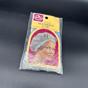 Vintage Slumber Sleep Cap Goody USA Large Nylon Blue Swiss Dot 1980s Original Packaging Retro Hair Accessory