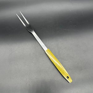 Vintage Carving Meat Fork Avocado Green 1970s Household Japan Stainless Steel