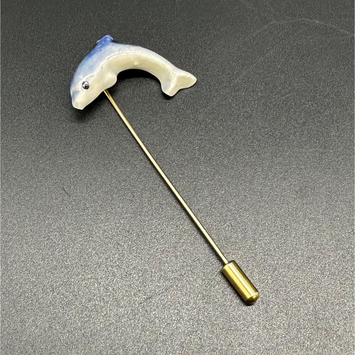 ヴィンテージ ドルフィン スティックピン ブローチ 虹色光沢