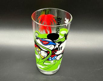 Vintage Becher Glas Mickey Minnie fahren Cabrio Auto 1980er Jahre Walt Disney Produktionen