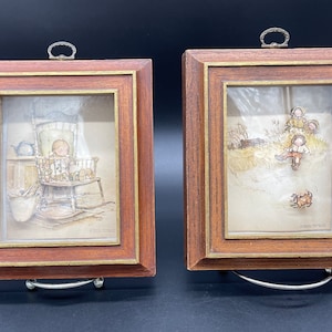 Impressions encadrées 3D vintage Holly Hobbie American Greetings Prints 1969 & 1972