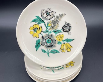 Vintage Dessert Plates Universal Ballerina Flowers Salad USA 1950s Mid Century