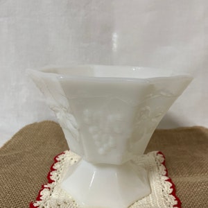 Console Bowl Vintage Milk Glass Octagon Vase Candy Dish