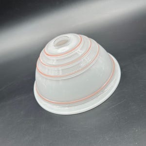 Vintage Glas Lampenschirm Leuchte Leuchte 1930er Jahre Weiße Koralle Streifen Ringe Art Deco