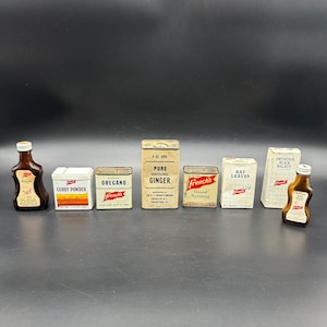 Vintage Frenchs Gewürzextrakt Lot Werbung Zinn Flasche Retro Küche Dekor