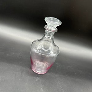 Vintage Glass Decanter Pink Parisienne Christallerie  D’Arques Iridescent Liquor Bottle Made In France