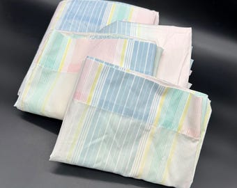 Vintage Full Size Bettlaken Kissenbezug Set Pastell Rainbow Stripe Lady Pepperell USA