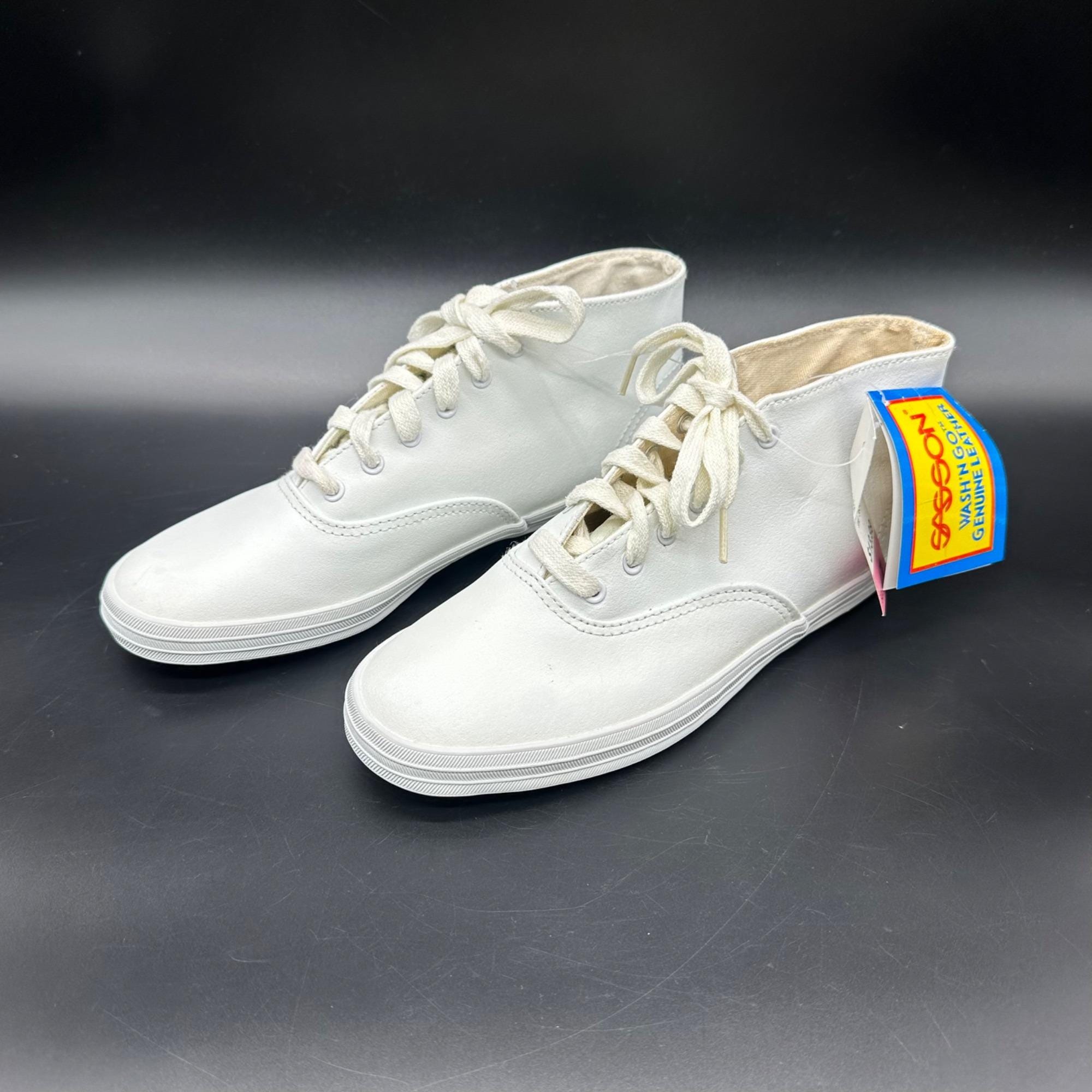Vintage Tennis Shoes 1980s White Leather High Top Sneakers