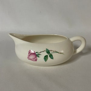Gravy Boat Pitcher Vintage Porcelain With Pink Rose Handle & Spout
